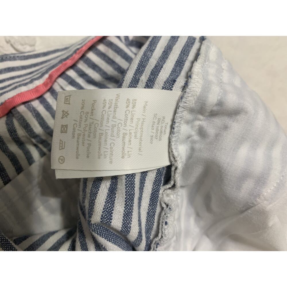 Boden Linen Blue Striped WIde Leg Zip Capri Pants 12 Petite Beachy Casual Resort - Picture 8 of 10